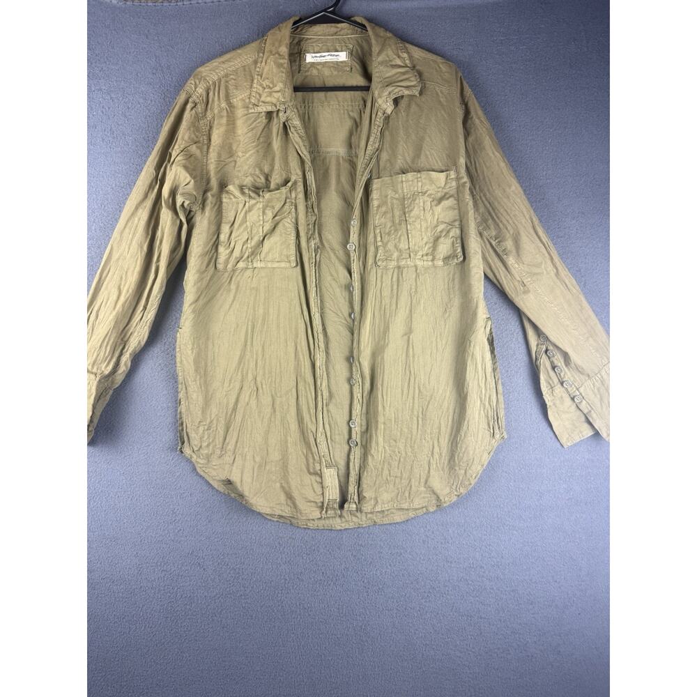 We The Free Womens S Gauzy Midi Button Up Shirt Lagenlook Boho Flowy